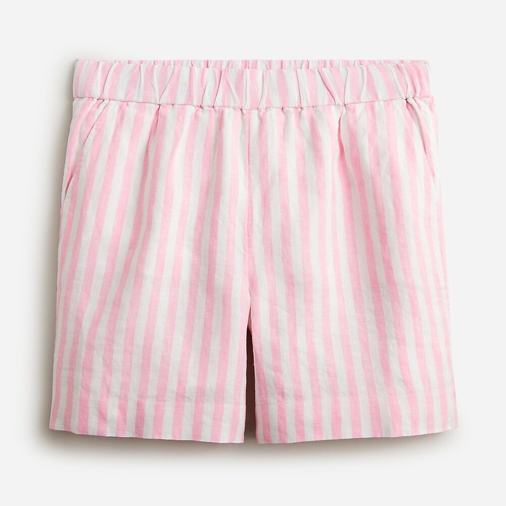 J. Crew Tropez Short In Pink Striped Linen | Size Large